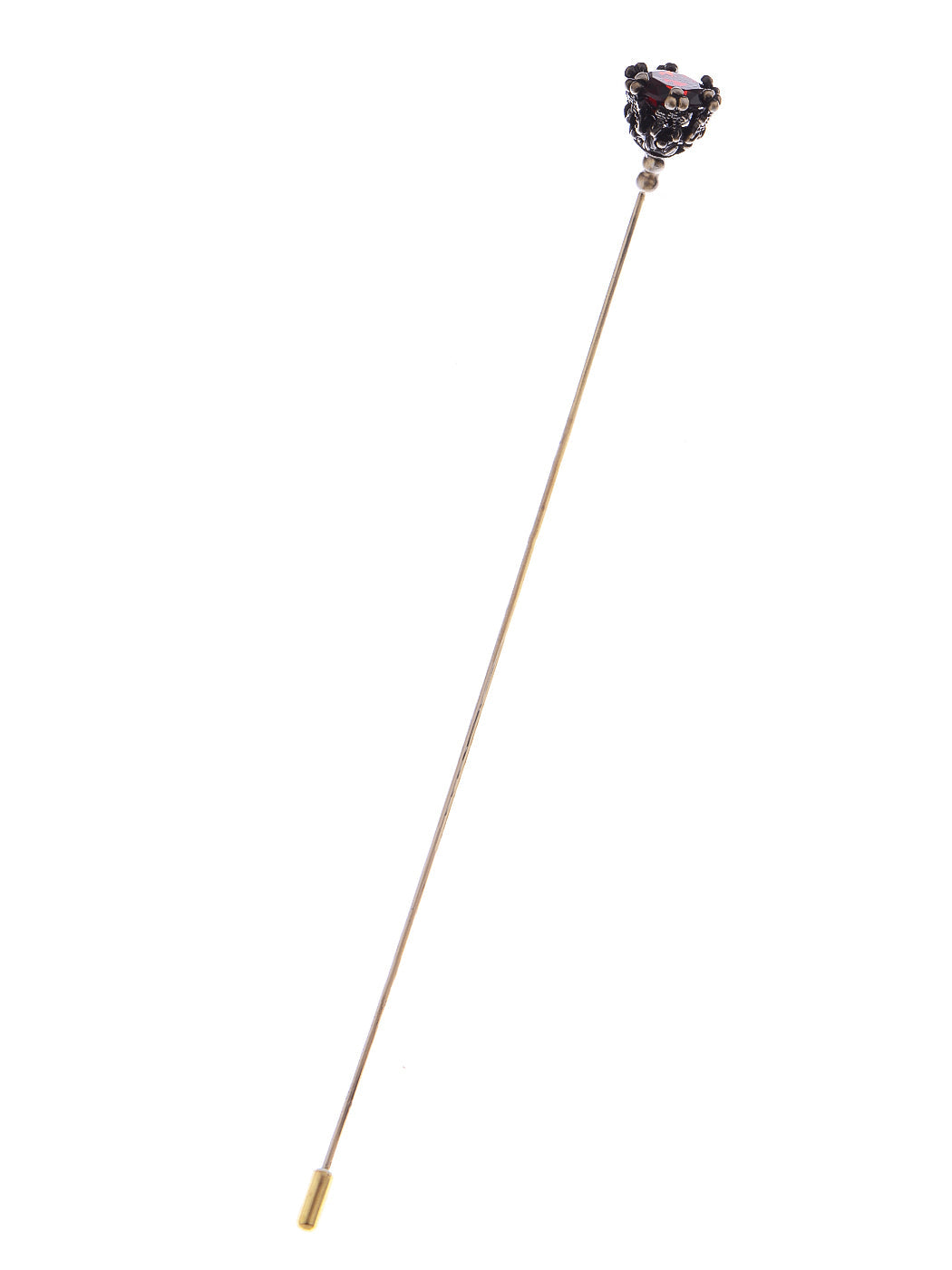Long Hat Pin Black Retro Hollow Out Design Stick Pin Vintage Style Galvanized Alloy