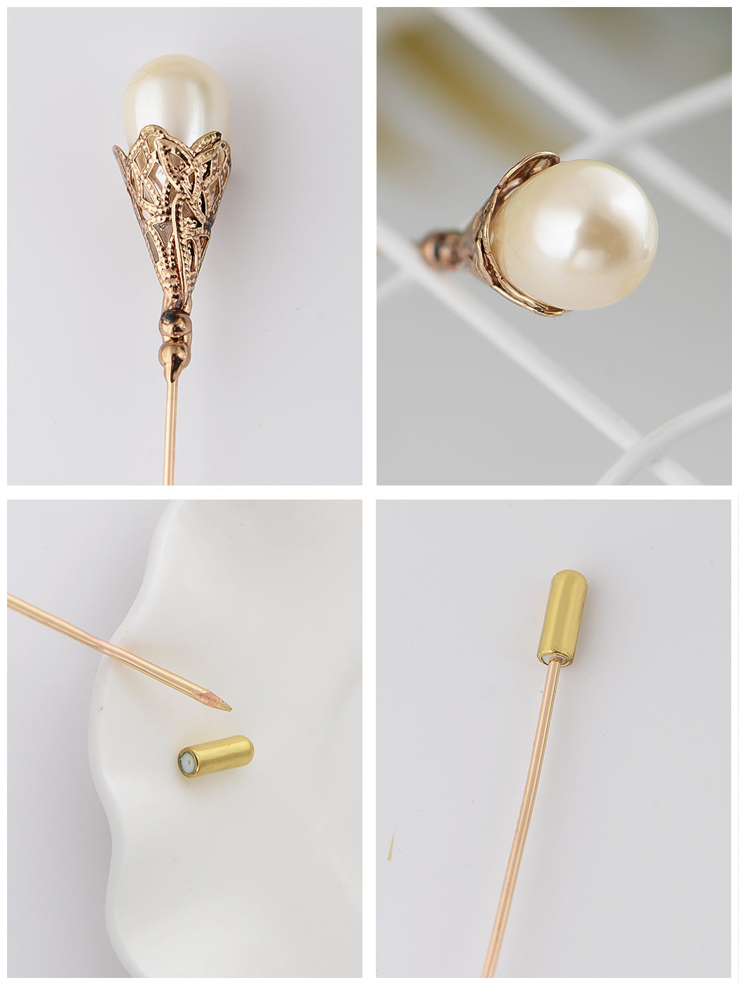 Women's Hat Pin Golden Retro Hollow Out Design Inlaid with Synthetic Emerald stone Stick Pin/Suit Pin for Men/Women