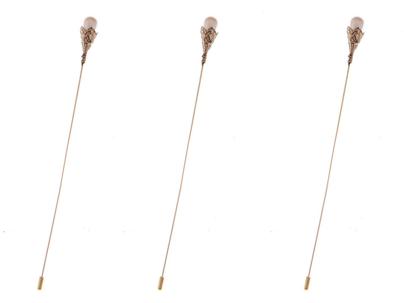 Women's Hat Pin Golden Retro Hollow Out Design Inlaid with Synthetic Emerald stone Stick Pin/Suit Pin for Men/Women