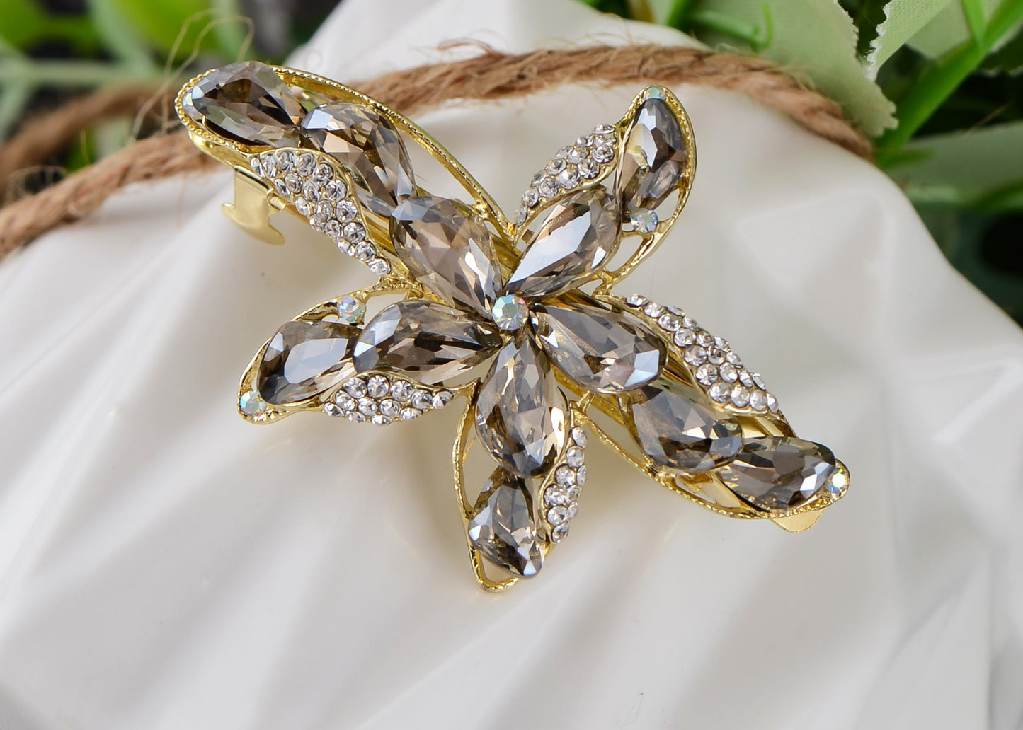 Alilang Luxury Sparkly Crystal Rhinestone Starfish Hair Barrettes Fancy Snap Hair Clips Head Accessories for Women Girls