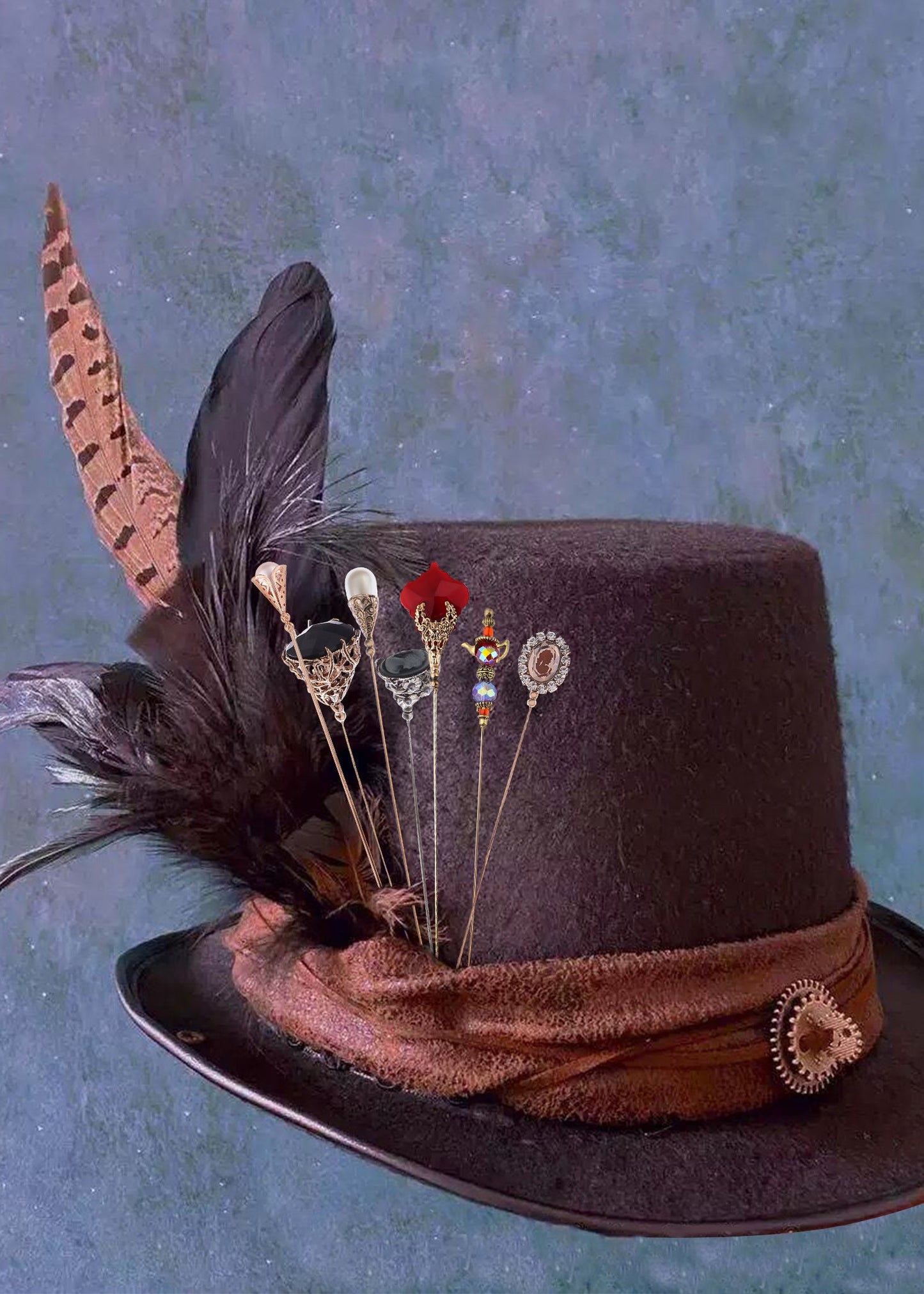 Alilang 5Pcs/ 3Pcs Hat Pin Golden Vintage Style Safety Pins Brooches Suit Tie Hat Scarf Badge set Jewelry Accessories