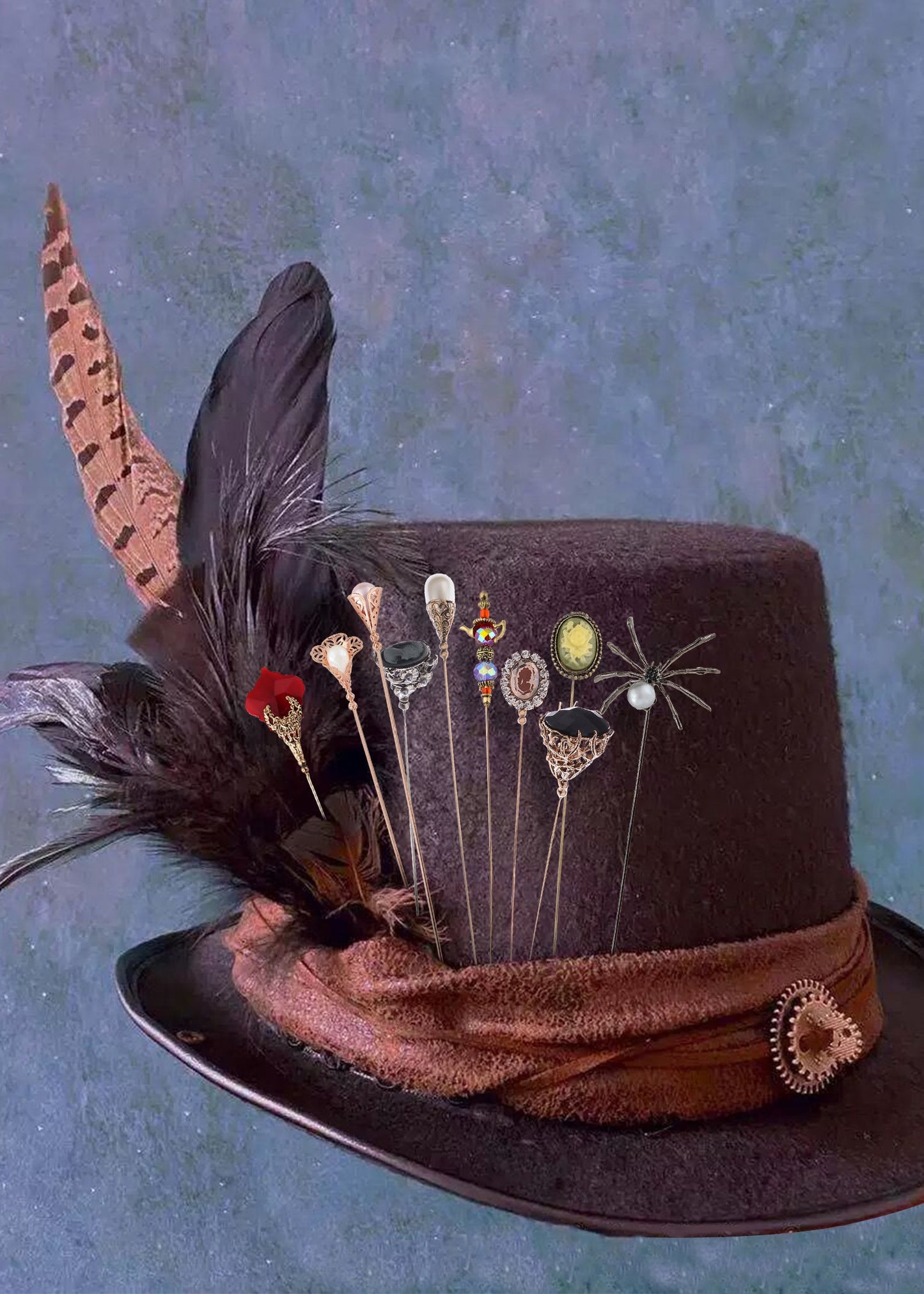 Alilang 5Pcs/ 3Pcs Hat Pin Golden Vintage Style Safety Pins Brooches Suit Tie Hat Scarf Badge set Jewelry Accessories