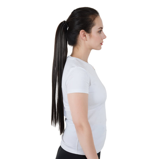 24 Inch Long Straight Ponytail Extension Elastic Ring Long Straight Hair For Daily and Special Occasions