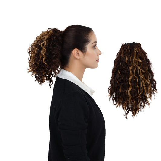 10 Inch Short Curly Drawstring Ponytail Extension for Women Synthetic Clip-In Ponytail Hairpiece for Daily Use