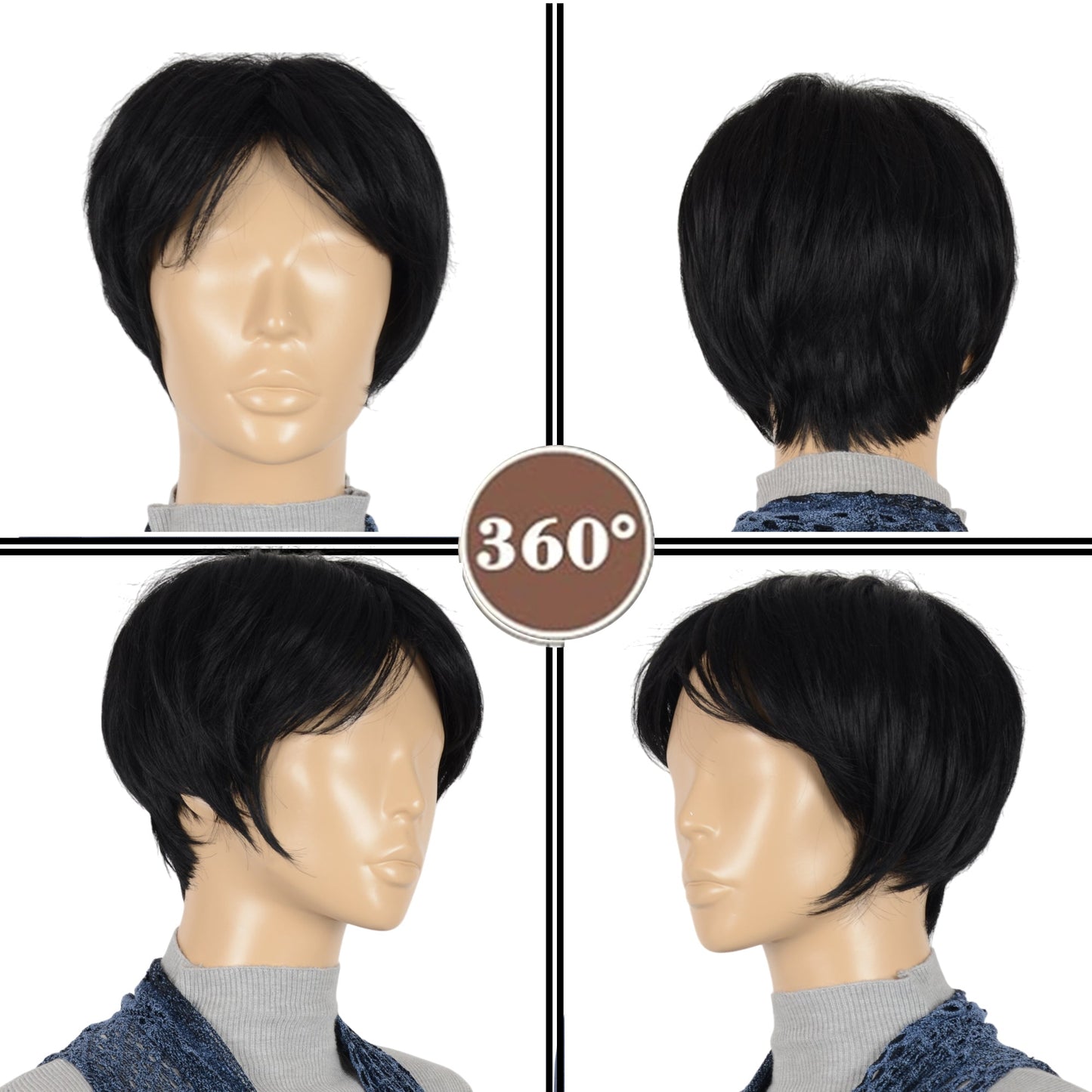 11 Inch Short Layered Pixie Cut Wigs for Women Synthetic Layered Highlight Wigs with Bangs for Styling