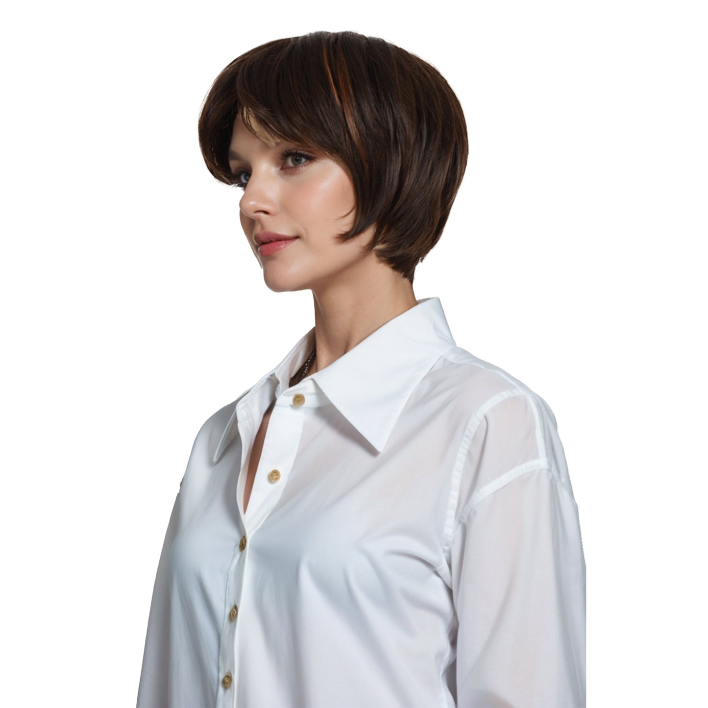 11 Inch Short Layered Pixie Cut Wigs for Women Synthetic Layered Highlight Wigs with Bangs for Styling
