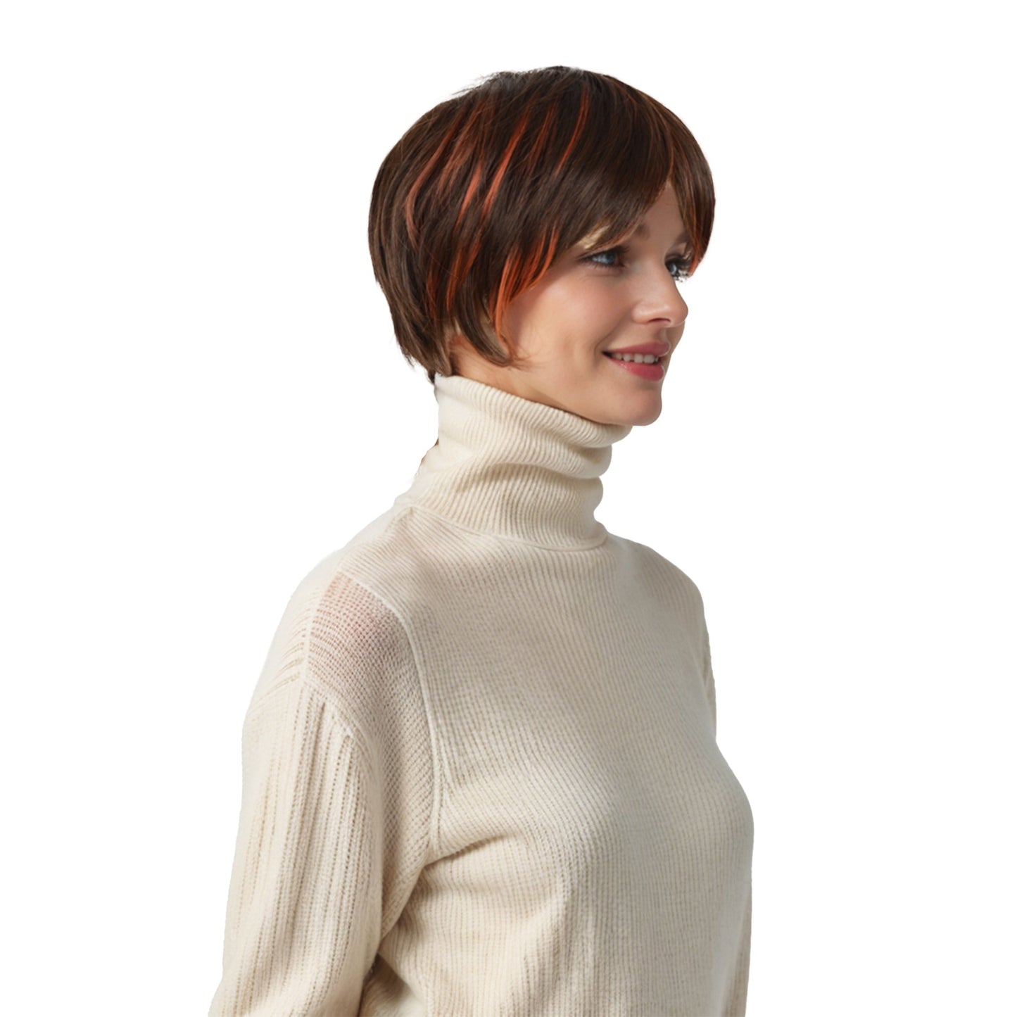 11 Inch Short Layered Pixie Cut Wigs for Women Synthetic Layered Highlight Wigs with Bangs for Styling