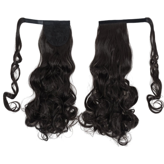 22 Inch Long Curly Wrap Around Ponytail for Women Clip in Ponytail Hair Extensions Synthetic Brown Hair Pony Tails Hairpieces