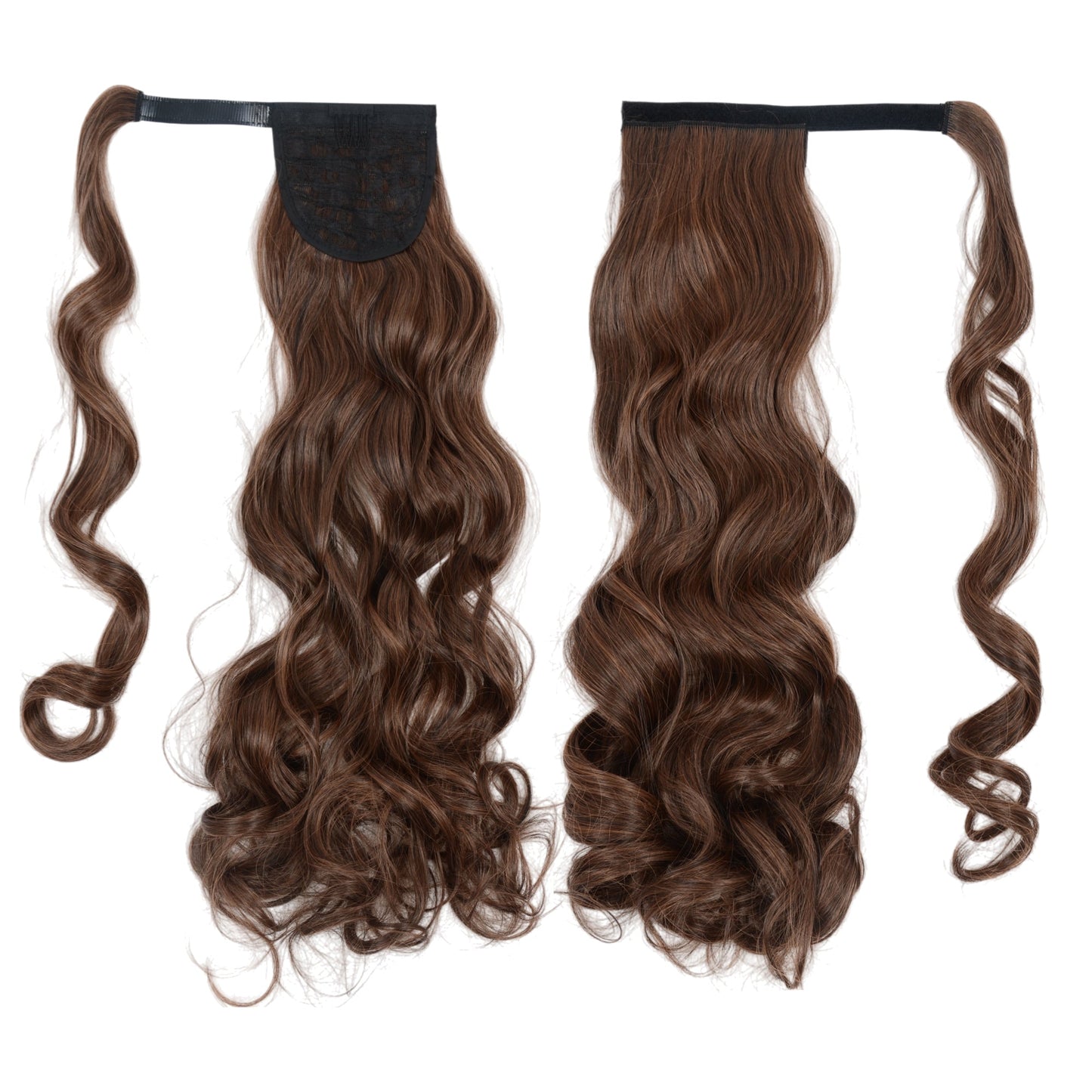 22 Inch Long Curly Wrap Around Ponytail for Women Clip in Ponytail Hair Extensions Synthetic Brown Hair Pony Tails Hairpieces