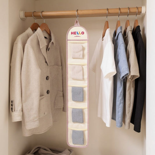 Hanging Wall Storage Organizer with multiple Mesh Pockets and Print Design