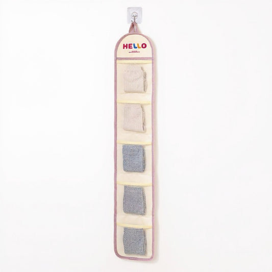 Hanging Wall Storage Organizer with multiple Mesh Pockets and Print Design