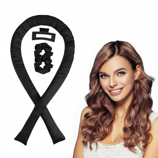 No-Heat Curling Ribbon Set with Satin Scrunchies and Hair Clip