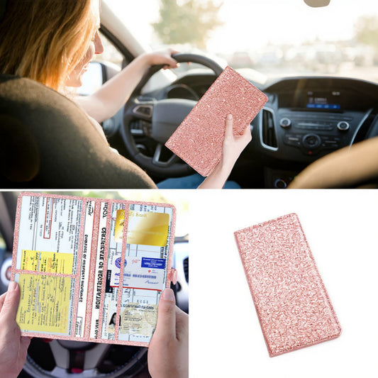 Glitter Travel Document Holder with Multiple Card Slots and Secure Closure 5x0.4x9.5 in