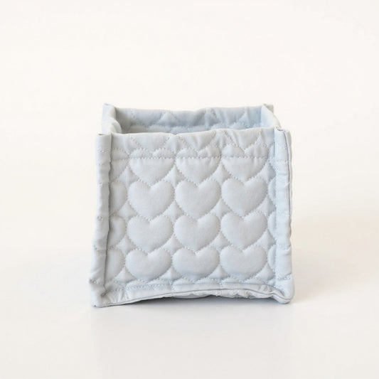 Quilted Heart Pattern Fabric Storage Box Organizer