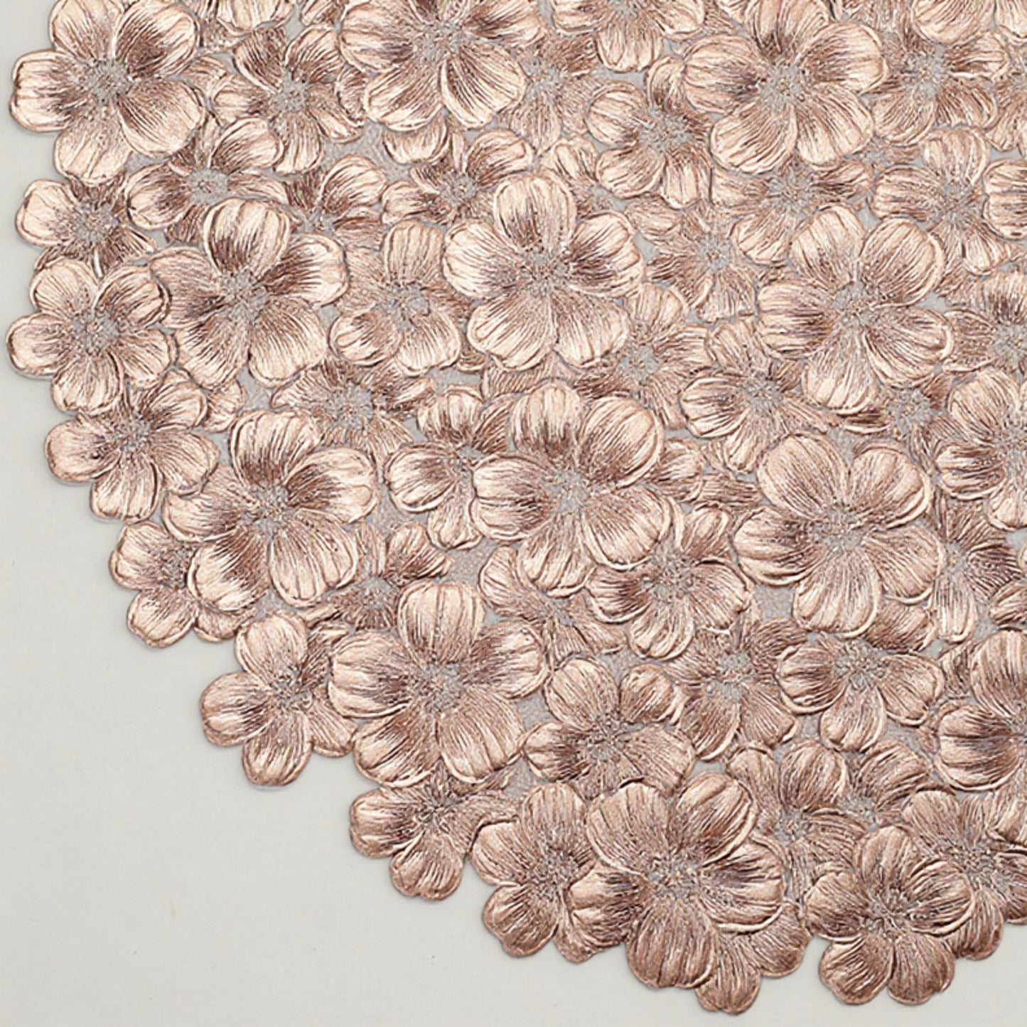 4-Piece Round Floral Cutout Placemat with Embroidered Petal Details