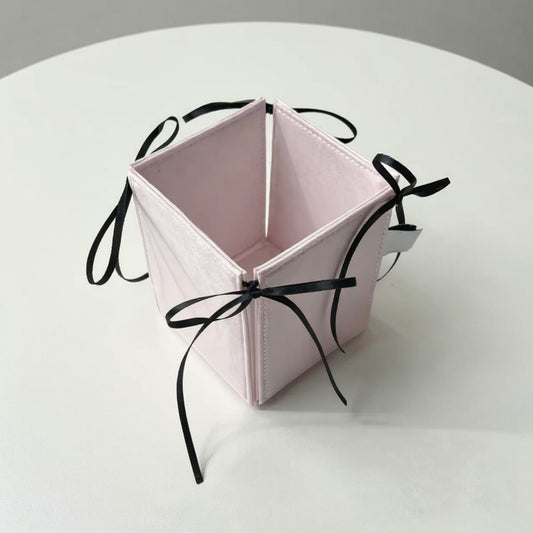 Foldable Pencil Holder with Ribbon Tie Corners and Multi-Section Design 3x4in