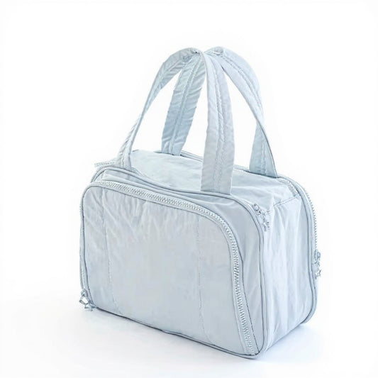 Makeup Brush Storage Bag with Zipper Compartments and Carry Handle