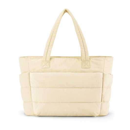 Quilted Puffer Tote Bag with Soft Padded Panels and Spacious Interior Storage for Everyday Essentials