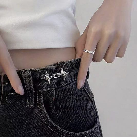 3-Piece Star-Shaped Jean Buckle Extender Set with Sculpted Metal Design for Adjustable Fit and Added Waistroom Comfort 0.8in