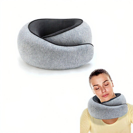 Ergonomic Travel Neck Pillow with Soft Cushioned Wrap Design and Supportive Contoured Structure for Comfortable Rest