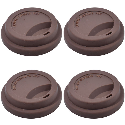 4pcs per Set Reusable Silicone Coffee Cup Lid Spill Resistant Hot Drink Cover with Sip Opening 3.5x0.7in