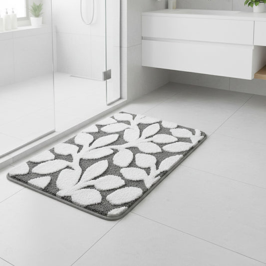 Floral Pattern Bath Mat Soft Textured Bathroom Rug