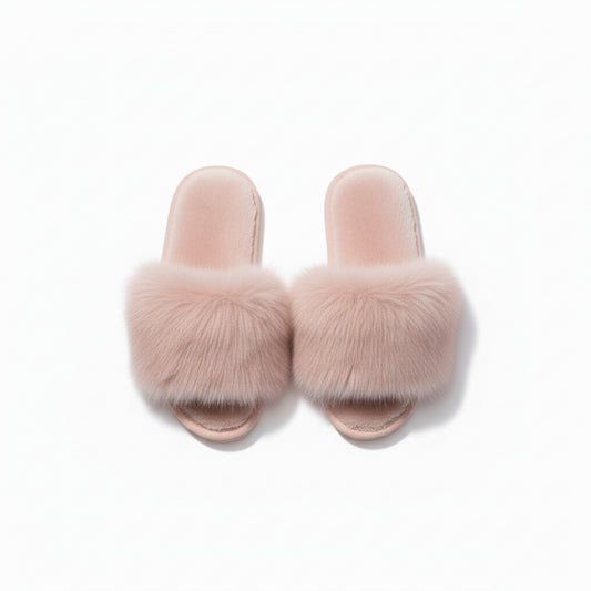 Lounge Women¡¯s Plush Faux Fur Slide Slippers with Soft Cushioned Footbed and Indoor Sole