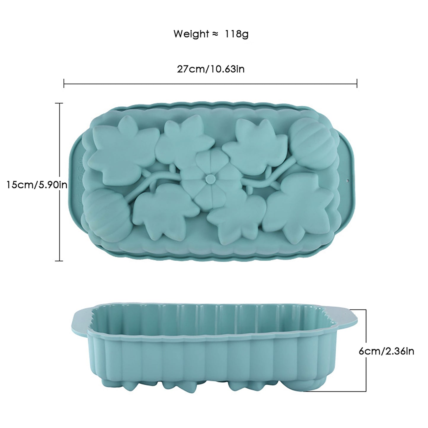 2-Piece Pumpkin and Leaf Silicone Loaf Cake Mold Set Nonstick Fall Baking Pan