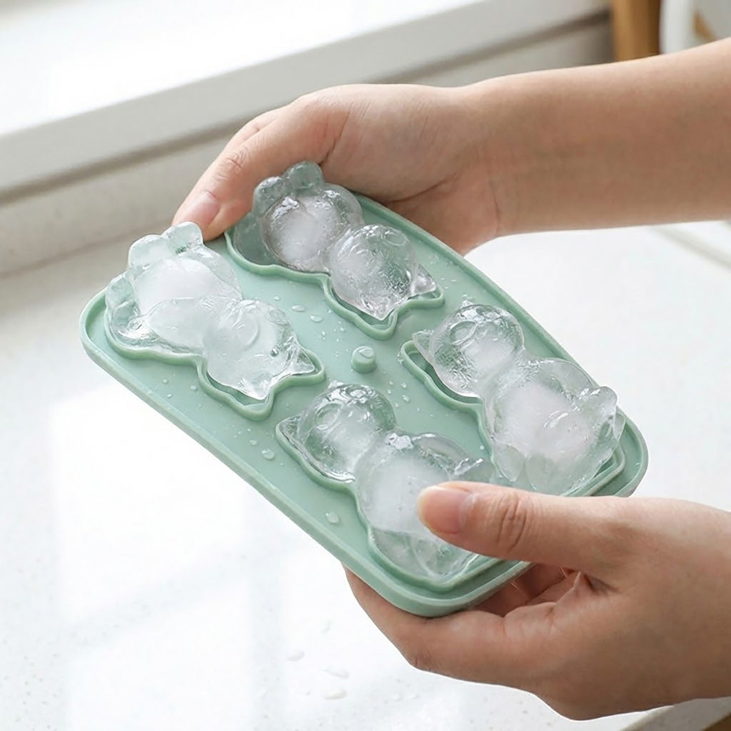 Cat Shaped Ice Cube Tray Silicone Large Mold with Easy Release Flexible Freezer Tray