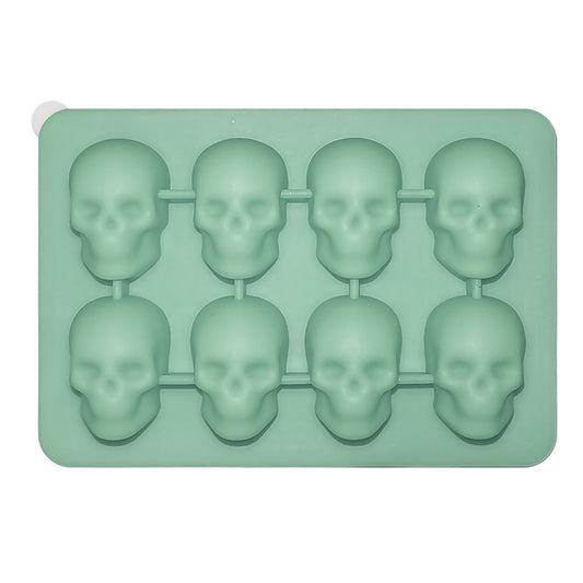 2-Pack Skull Silicone Ice Cube Tray 8-Cavity Flexible Nonstick Halloween Drink Mold