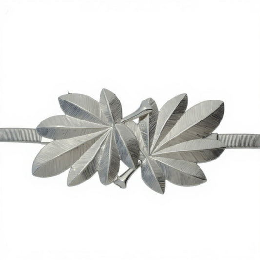 Slim Metal Leaf Accent Waist Belt Decorative Fashion Belt