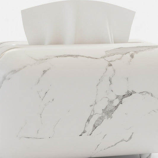 Modern Marble-Style Tissue Box Cover with Smooth Rounded Edges