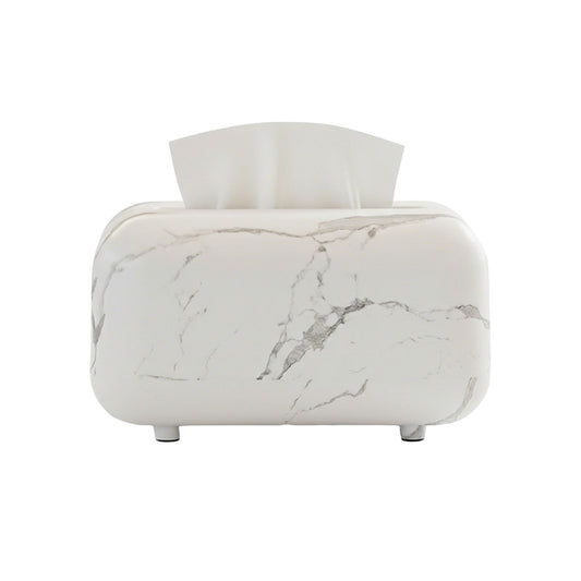 Modern Marble-Style Tissue Box Cover with Smooth Rounded Edges