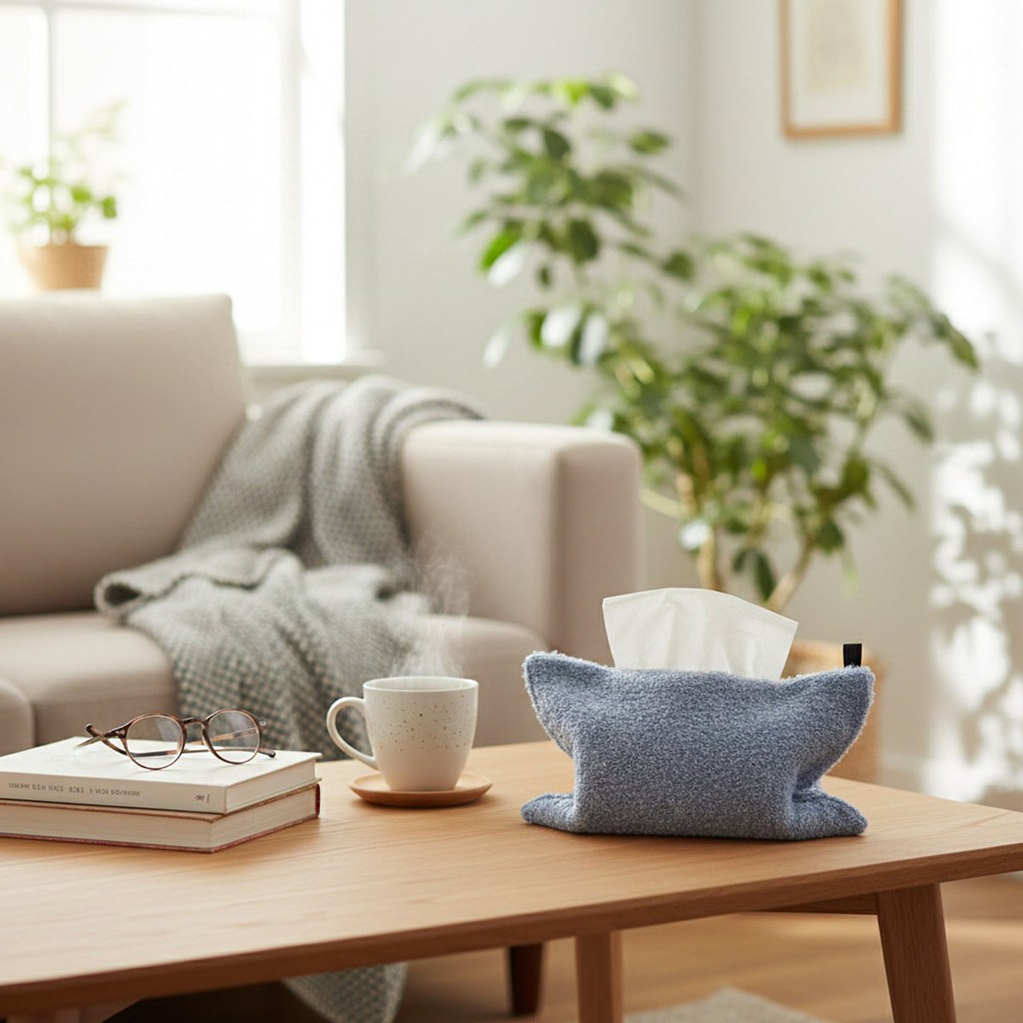 Soft Boucl¨¦ Fabric Tissue Holder Lightweight Decorative Cover