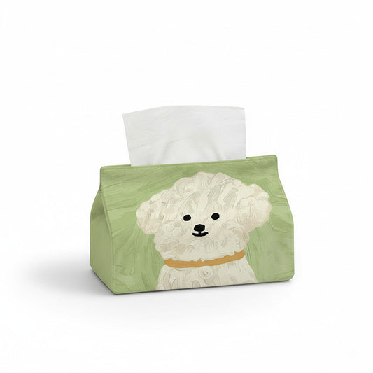 3-piece Illustrated Dog Fabric Tissue Holder Decorative Soft Cover