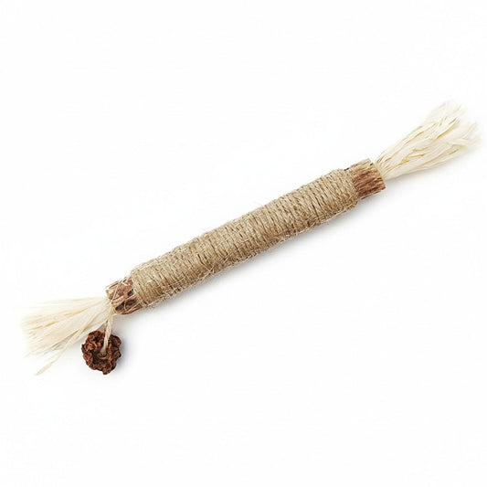 3-piece Natural Rope Cat Toy Stick with Wrapped Fiber Handle and Tassel Ends