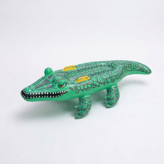 Inflatable Alligator Pool Float Ride On Crocodile Water Toy with Handles for Kids