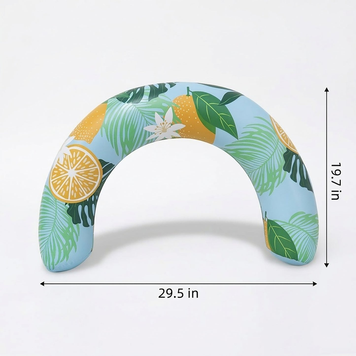Inflatable U Shape Pool Float Adult Swim Ring Tropical Lemon Print Swimming Pool Float