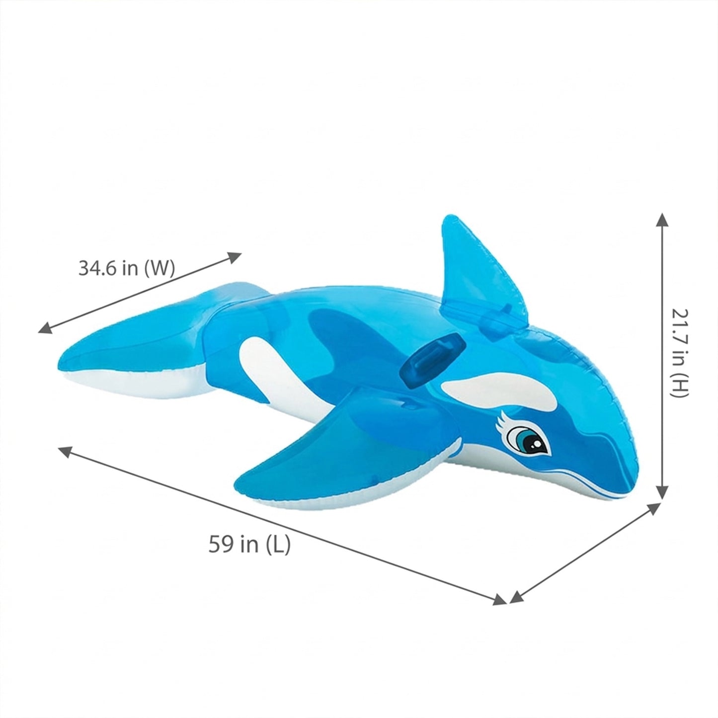 Inflatable Orca Pool Float Ride On Water Float with Handles Outdoor Swimming Pool Lake Float