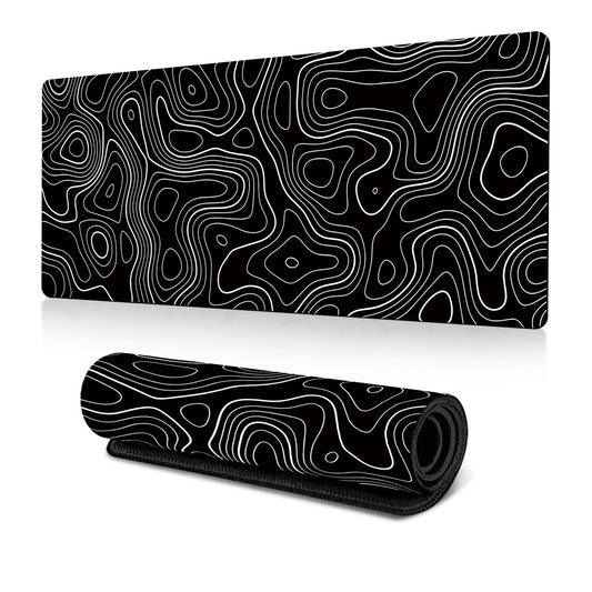 Extended Gaming Mouse Pad Large Desk Mat with Modern Topographic Pattern for Office