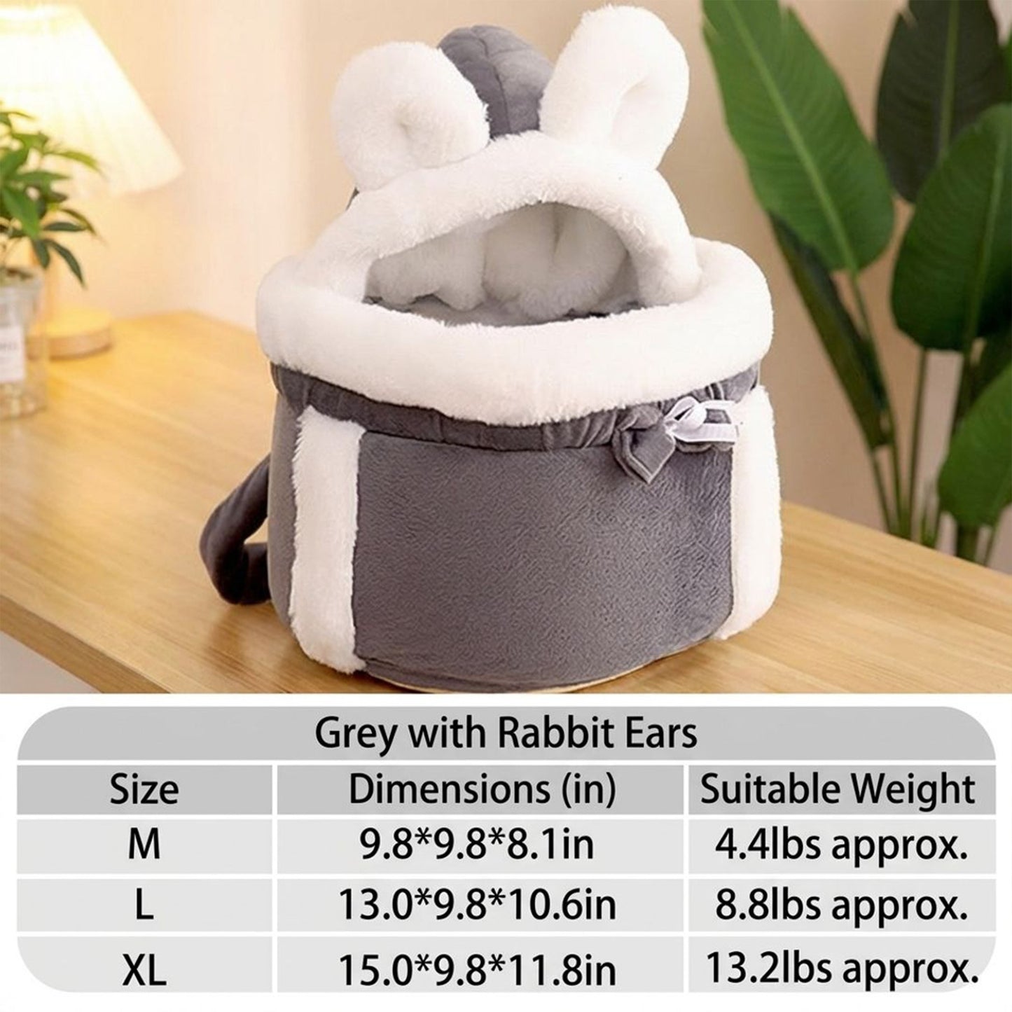 Cat Carrier Bag Soft Plush Rabbit Ear Pet Backpack Travel Carrier for Small Cats and Kittens
