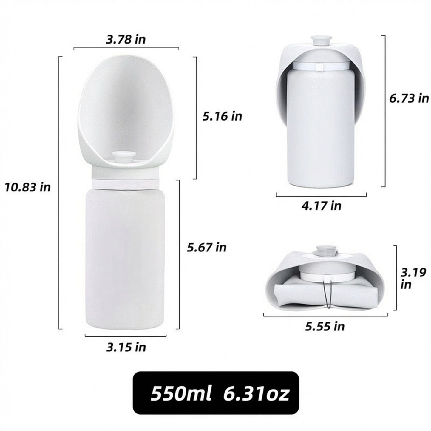 Portable Dog Water Bottle with Built-in Bowl Leakproof Travel Pet Water Dispenser for Dogs