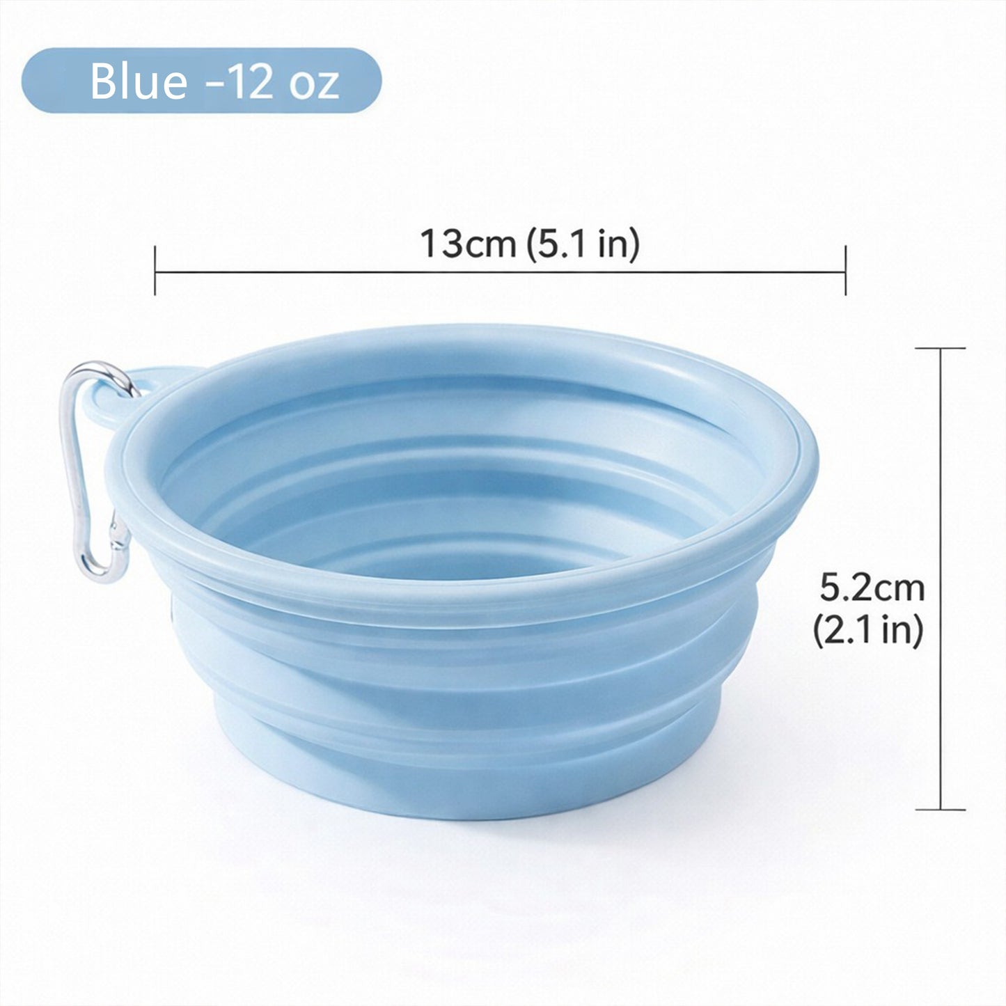 Collapsible Dog Travel Bowl with Carabiner Portable Silicone Pet Water and Food Bowl 12 oz