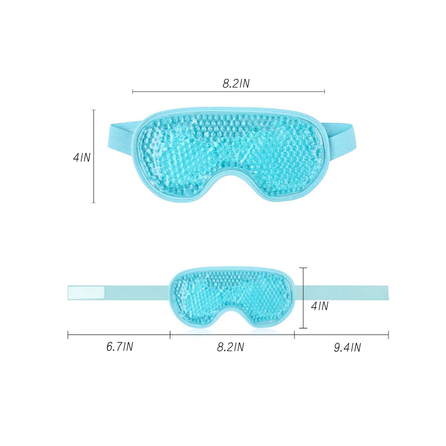 Reusable Gel Bead Eye Mask Hot and Cold Compress with PVC Exterior Adjustable Strap Design