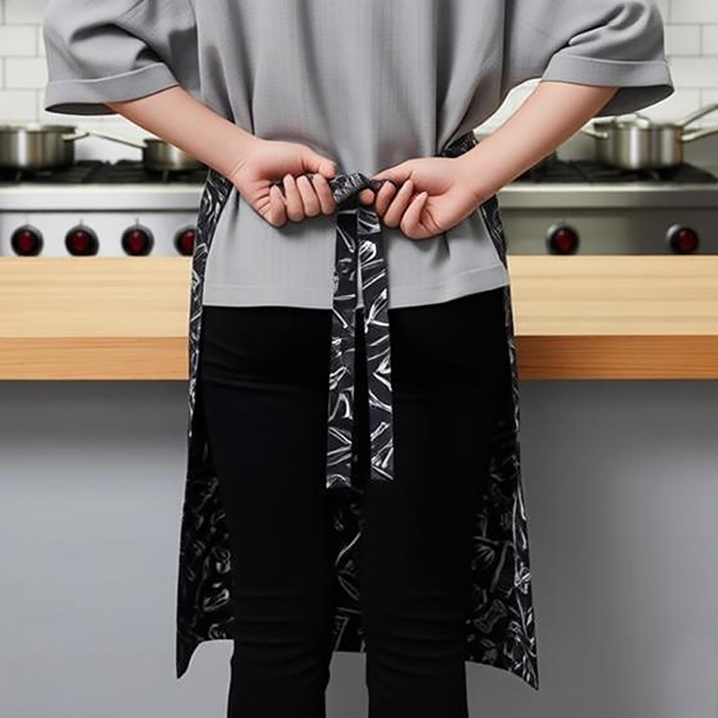 Kitchen Waist Apron with Chef Print Design Half Apron for Cooking Baking Serving Cleaning