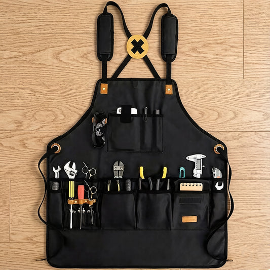Canvas Work Apron with Multiple Tool Pockets Utility Apron for Workshop Kitchen Gardening