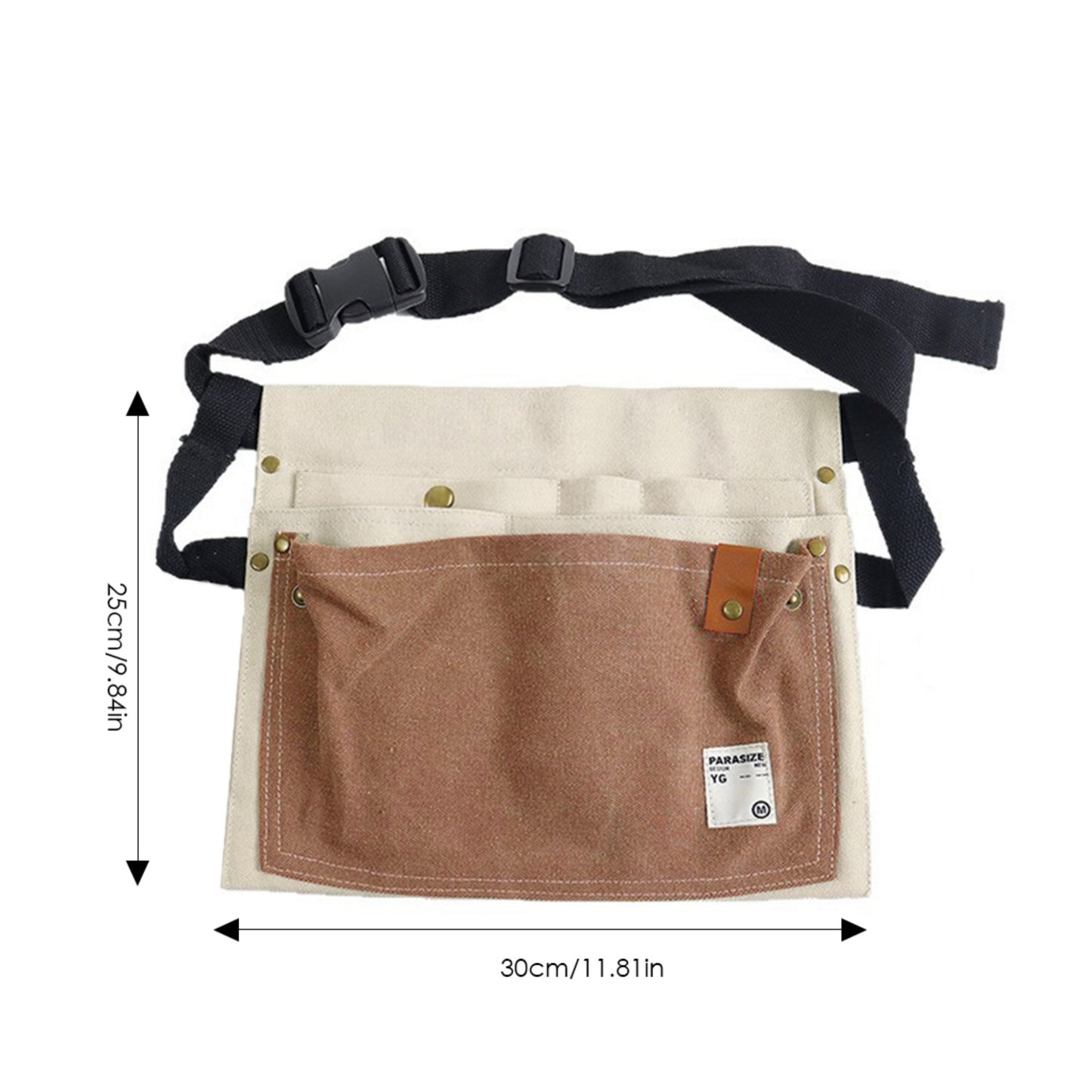 Multi Pocket Tool Waist Apron with Adjustable Strap Durable Canvas Utility Work Apron for Gardening