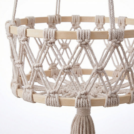 3 Tier Macrame Hanging Storage Basket Cotton Rope Wall Organizer Boho Space Saving Storage