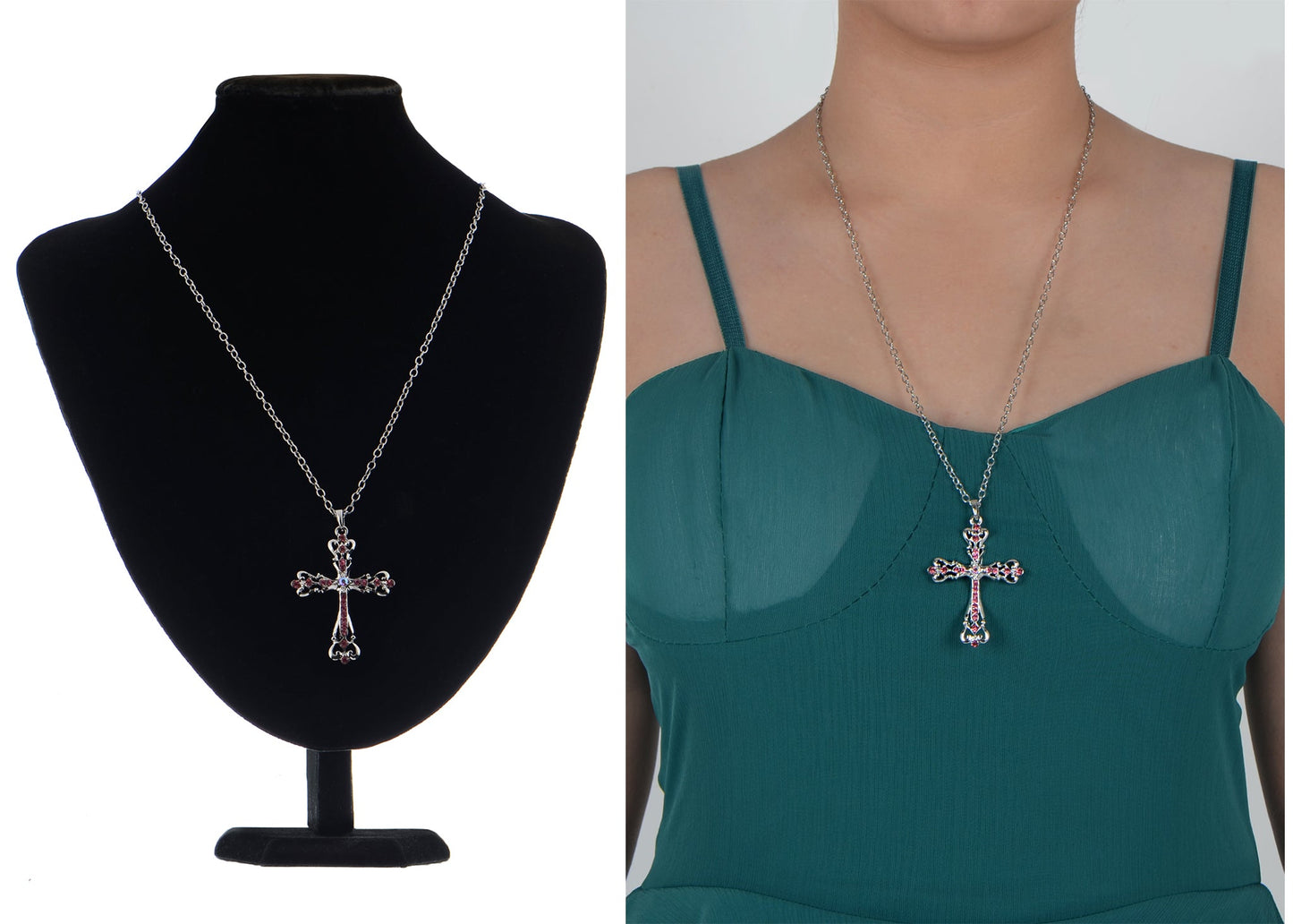 Gun Black Celtic Cross Pendant Necklace