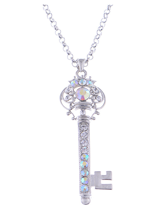 Ab Treasure Key Crown Lock Pendant Necklace